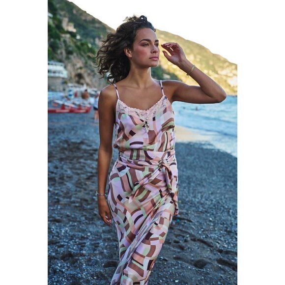 NWT ESQUALO Lace Geometric Print Camisole - Picture 2 of 10